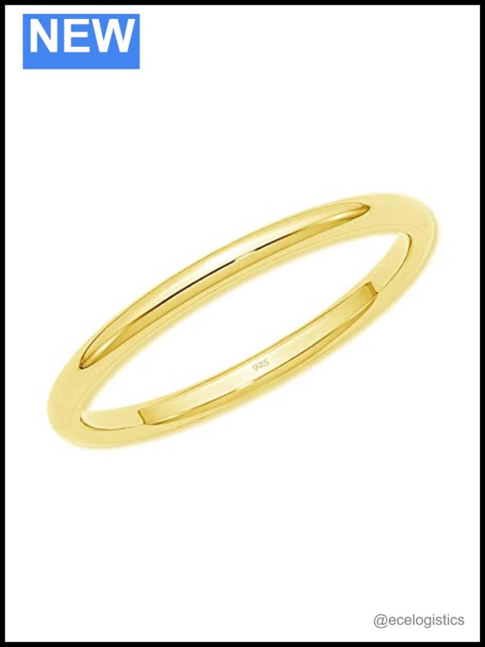 14K Gold-Plated 2mm Band Ring Stackable Pinky Toe Midi
